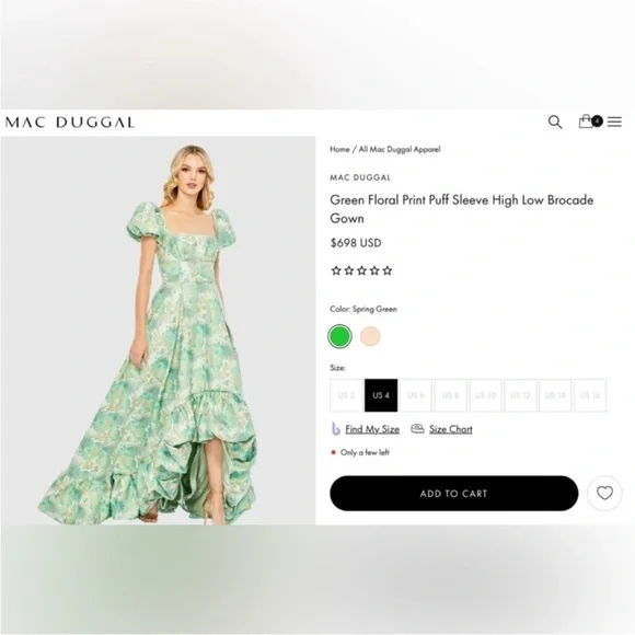 Mac Duggal Green Floral Brocade gown - 14 - Picture 13 of 13